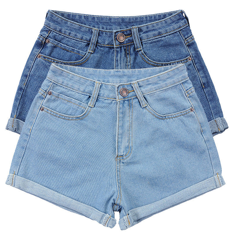 Plus Size 25-32 High Waist Casual Jeans Denim Shorts For Women