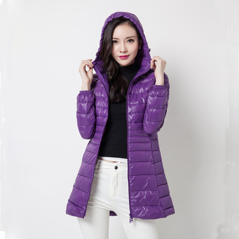 Snowka Female Warm Winter Jacket Women Coat Thin Brand 90% White Duck Down Parka Ultra-light Down Jacket Long Elegant Outwear-Dollar Bargains Online Shopping Australia