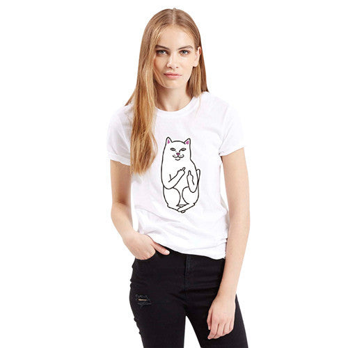 Summer Pocket Harajuku Cat Lovers Women Top Short-sleeve T shirt Sweet Style Black/White/Grey Plus Size-Dollar Bargains Online Shopping Australia