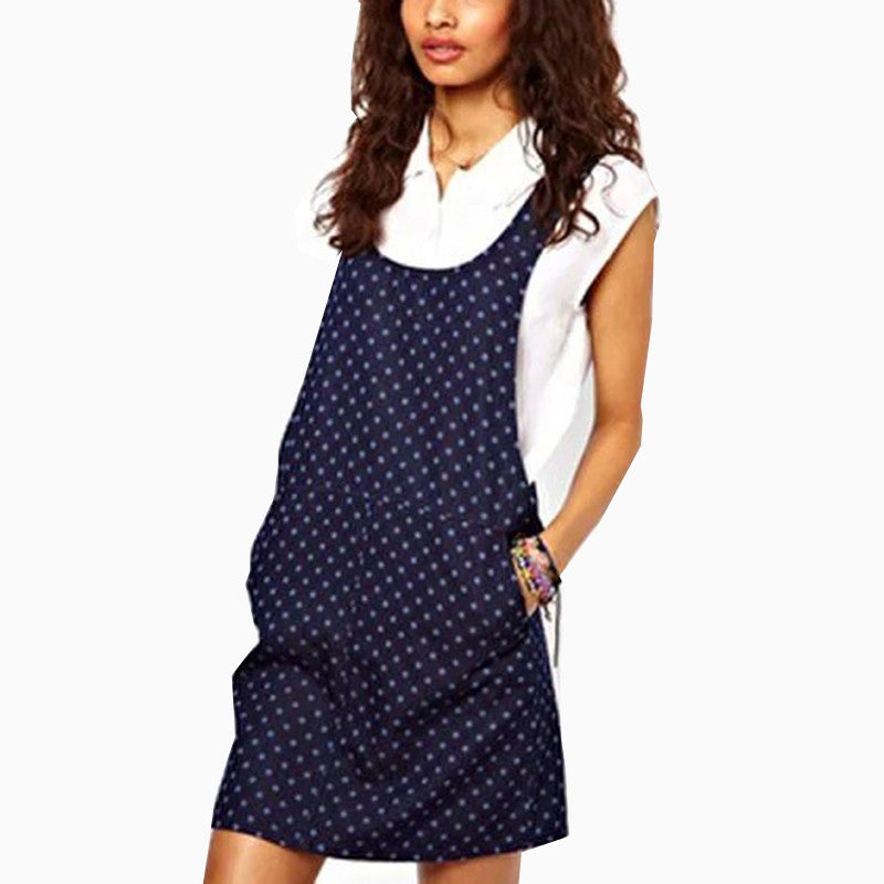 Online discount shop Australia - Denim suspender skirt women white polka dot trendy classic new skirt Faldas Saias fashion All-Match mini skirt