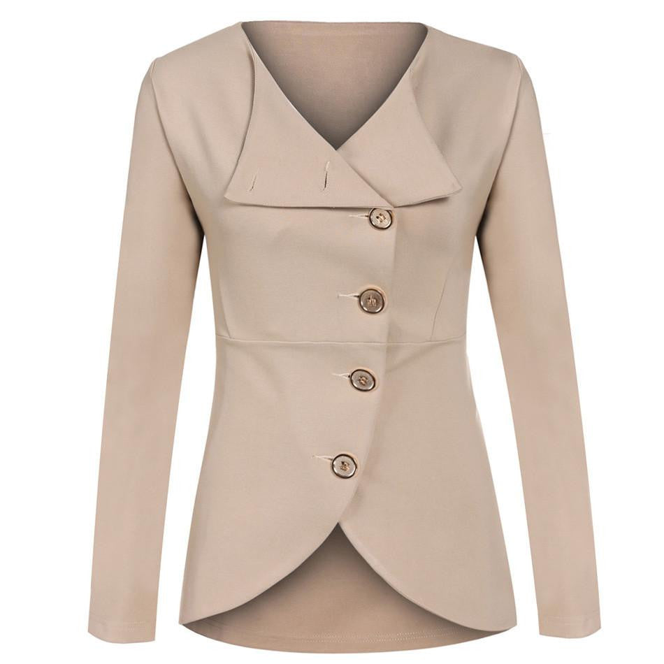 Solid Fashion Women Outerwear Coat Jacket Single-breasted Long Sleeve Turn-down Collar Women's Clothing