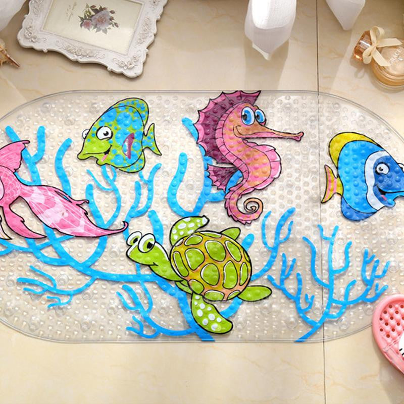 Cartoon Anti-Slip PVC Bath Mat With Suction Cups Seaworld Turtle Fish Carpet Used For Bathroom-Dollar Bargains Online Shopping Australia