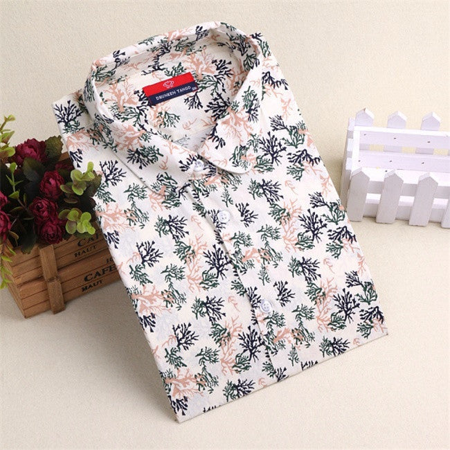 20 Colors Autumn Printing Blouse Long Sleeves Blouses Women Shirts Blusas Femininas Turn Down Collar Shirts Women Tops Fashion-Dollar Bargains Online Shopping Australia