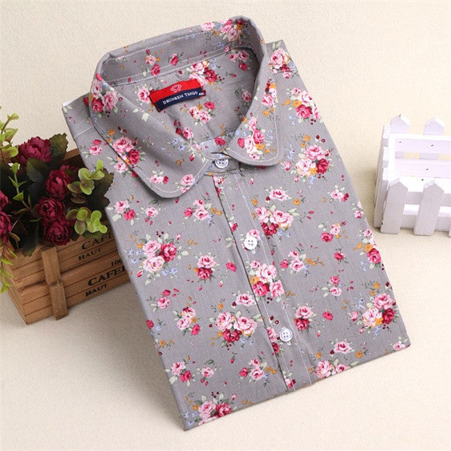 20 Colors Autumn Printing Blouse Long Sleeves Blouses Women Shirts Blusas Femininas Turn Down Collar Shirts Women Tops Fashion-Dollar Bargains Online Shopping Australia