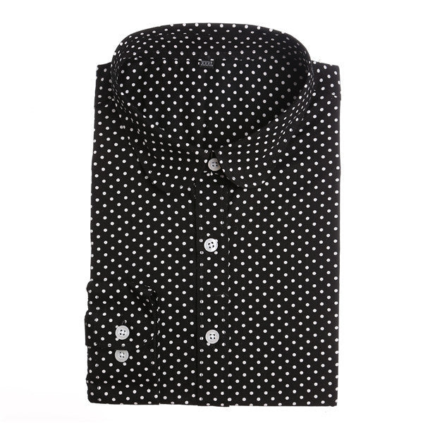 Brand Polka Dot Shirt Women Long Sleeve Blouse Cotton Plus Size Ladies Tops Turn-Down Collar-Dollar Bargains Online Shopping Australia