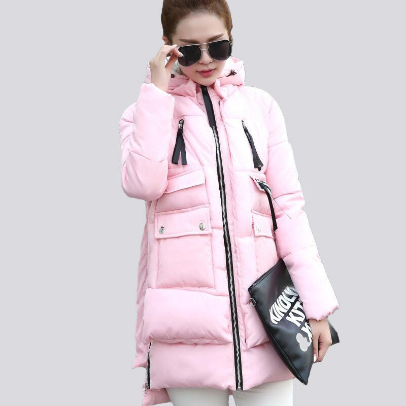 Women parka thick wadded jacket female winter jacket women outerwear slim jackets medium-long down cotton parkas red coats-Dollar Bargains Online Shopping Australia