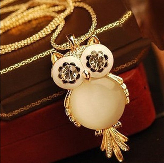 Brand Fashion Charms Crystal Owl Necklace Gem Cubic Zircon Diamond 18K Gold Long Chain Necklaces&Pendants Women Jewelry A329-Dollar Bargains Online Shopping Australia