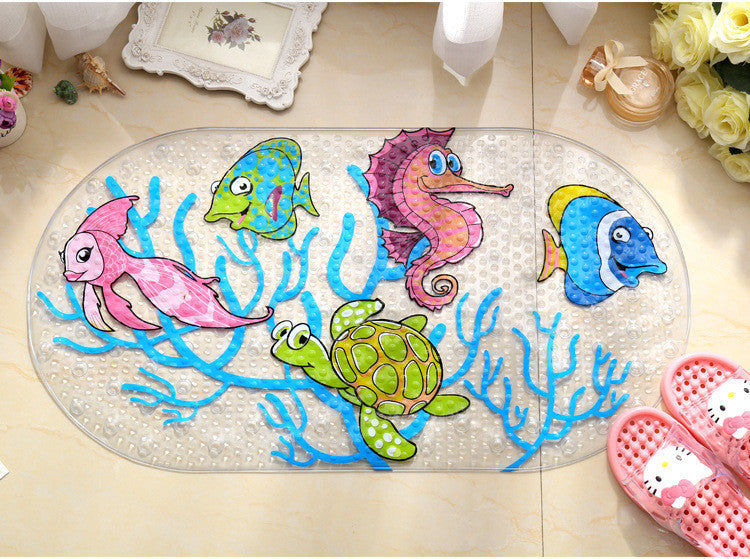 Cartoon Anti-Slip PVC Bath Mat With Suction Cups Seaworld Turtle Fish Carpet Used For Bathroom-Dollar Bargains Online Shopping Australia