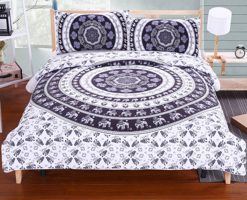 Bedding Bohemia Modern Bedclothes Indian Home Black and White Printed Quilt Cover 2Pcs or 3Pcs-Dollar Bargains Online Shopping Australia