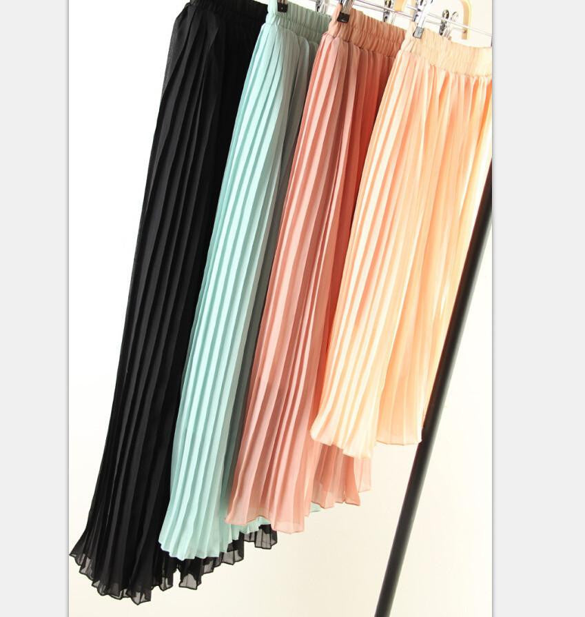 women's bohemian chiffon pleated bust skirts woman casual beach skirt 7 colors