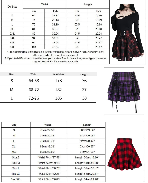 Black Checkered Women's Gothic Skirt Women Pleated Plaid Skirts Spring Autumn Girl Hip Hop Female Punk Goth Mini Skirt-Dollar Bargains Online Shopping Australia