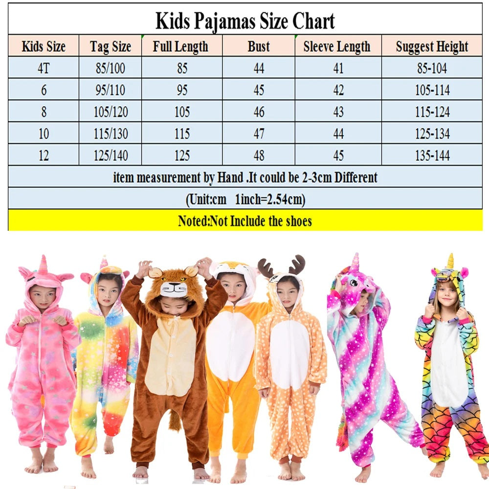 Halloween Cosplay Costume Girls Unicorn Onesies Children's Pajamas One Piece Hooded Jumpsuits Kids Onesie Rompers