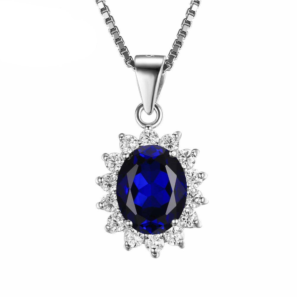 British Kate Princess Diana William Engagement Wedding Blue Sapphire Pendant No Necklace 925 Sterling Silver - CelebritystyleFashion.com.au online clothing shop australia