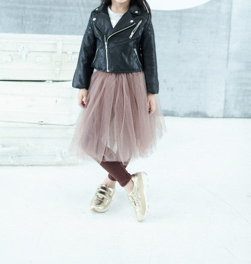 Girls hot sale pu jacket