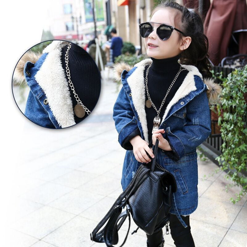 Velvet Padded Cotton-Padded Jacket For Children  Kids winter outfits, Kids  winter jackets, Girls denim jacket