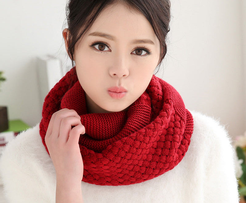 knitted scarf women Fashion Pure neck Woolen Scarf Autumn Winter Scarf