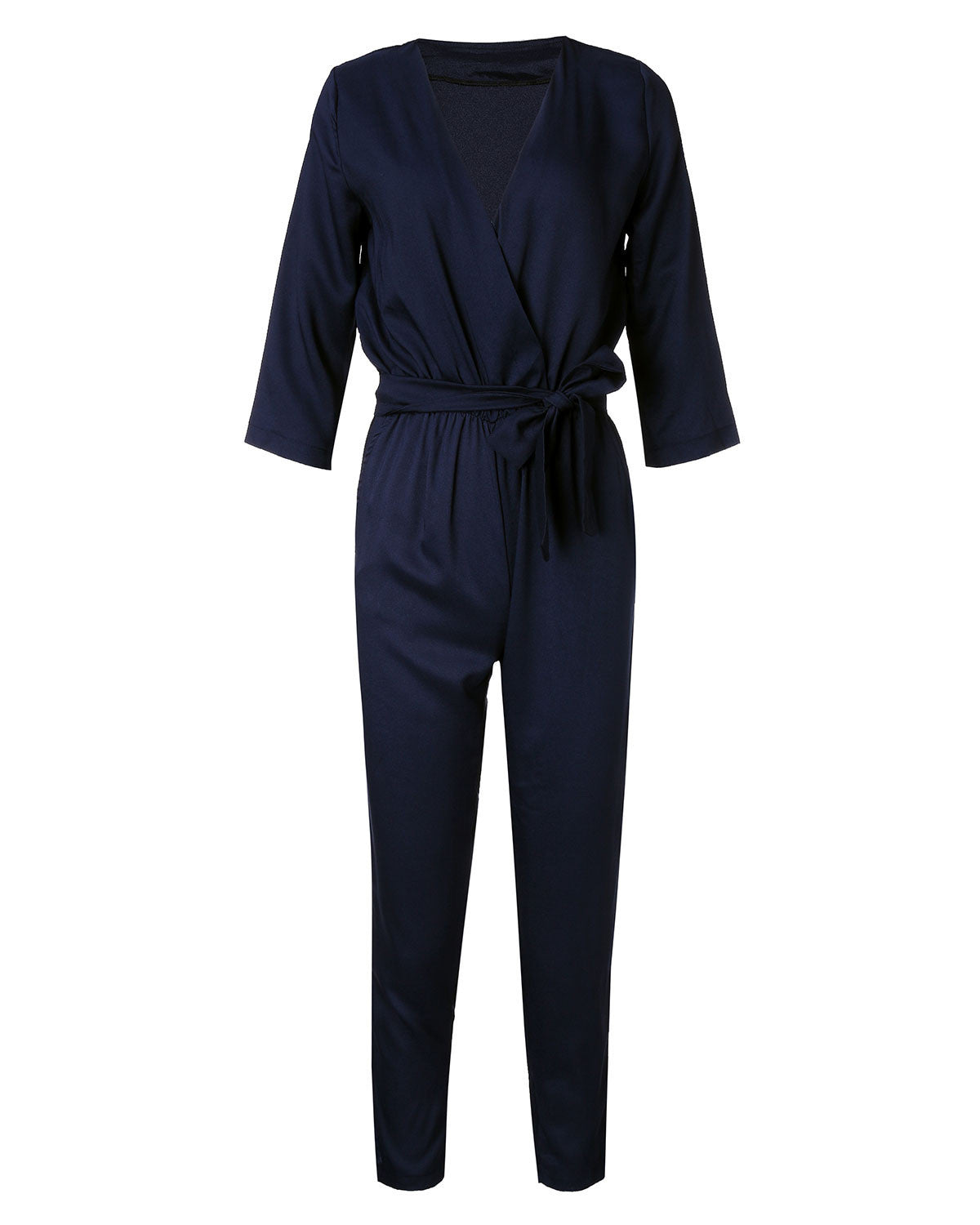 Women Jumpsuits Spring Autumn Bodysuit Half Sleeve V Neck Casual Elegant Ladies Long Office OL Rompers Overalls - CelebritystyleFashion.com.au online clothing shop australia