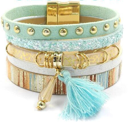 leather bracelet 6 color bracelets winter charm bracelets Bohemian bracelets&bangles for women Christmas gift B1627 - CelebritystyleFashion.com.au online clothing shop australia