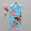 Fashion Chinese Style Flower Birds Cotton Children's Cloth Kids Qipao Dress Sleeveless Summer Girl's Dress - CelebritystyleFashion.com.au online clothing shop australia