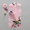 Fashion Chinese Style Flower Birds Cotton Children's Cloth Kids Qipao Dress Sleeveless Summer Girl's Dress - CelebritystyleFashion.com.au online clothing shop australia