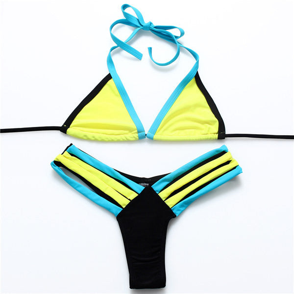 Bikini Swimsuit Women Rainbow Stripe Low Waist Beach Bathing Suit - Power  Day Sale