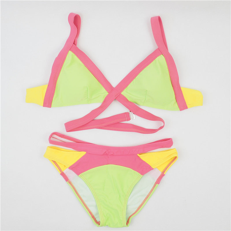 Neon Color Block Bandage Bikini Set – Boho Zodiac