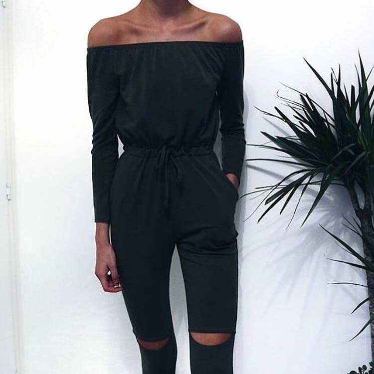 6 Color New Rompers Womens Jumpsuit Sexy Off Shoulder Long Sleeve Autumn Elegant Bodycon Bodysuit Bandage Jumpsuits - CelebritystyleFashion.com.au online clothing shop australia