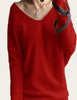 autumn winter cashmere sweaters women fashion sexy v-neck sweater loose 100% wool sweater batwing sleeve plus size pullover - CelebritystyleFashion.com.au online clothing shop australia