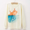 Cat party print Harajuku Wool Blend Brand Knitwear Sweaters Women's Pullover O-neck Long Sleeve fashion Slim Knitted Clothing - CelebritystyleFashion.com.au online clothing shop australia