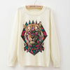 Cat party print Harajuku Wool Blend Brand Knitwear Sweaters Women's Pullover O-neck Long Sleeve fashion Slim Knitted Clothing - CelebritystyleFashion.com.au online clothing shop australia