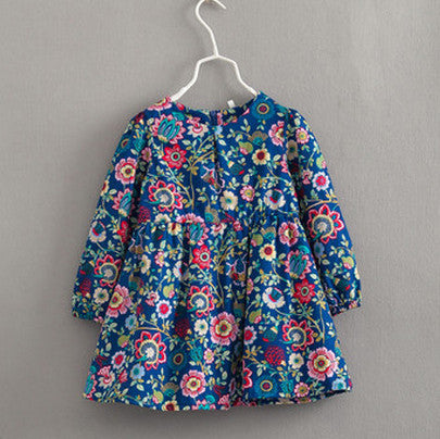 Fashion Baby Dress Long Sleeve Pirncess Girls Clothes Spring Autumn Winter Children Dresses For Girl Floral Clothing Vestidos