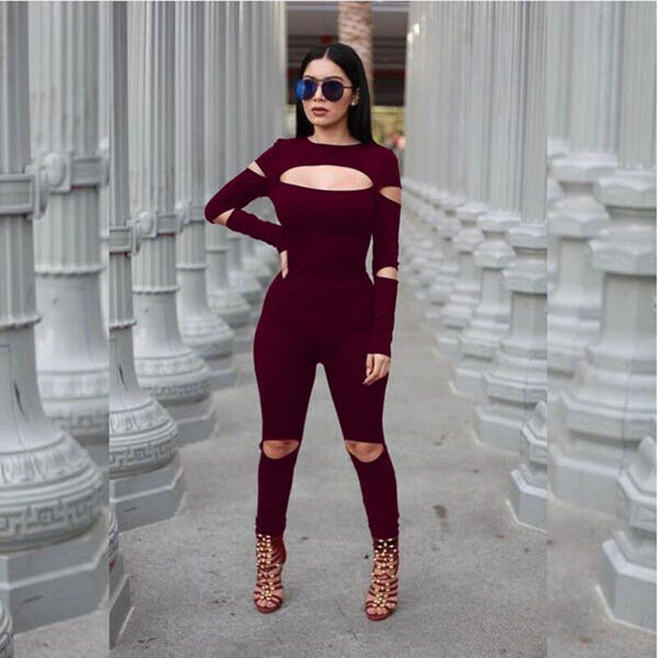 Tight Bodysuit Sexy Overalls Night Club Rompers Womens Jumpsuit