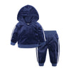 Baby Boys Girls Velvet Hooded Clothing Set Kids Jacket Coat Pants Suit for Sports Suits Tracksuits Toddler Children Clothes Set