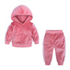 Baby Boys Girls Velvet Hooded Clothing Set Kids Jacket Coat Pants Suit for Sports Suits Tracksuits Toddler Children Clothes Set