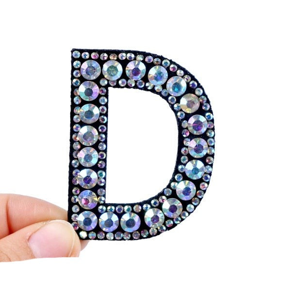 patches rhinestone parches English alphabet letter applique 3D iron on patches for clothing badge paste clothes patch