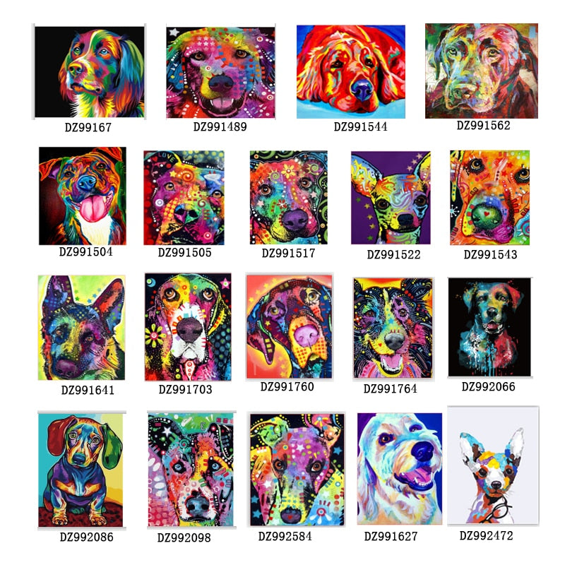 color Dog series Diy painting number diy oil paint by numbers kit pain