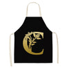 Gold Letter Alphabet Pattern Kitchen Apron For Woman Sleeveless Cotton Linen Aprons Cooking Home Cleaning