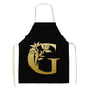 Gold Letter Alphabet Pattern Kitchen Apron For Woman Sleeveless Cotton Linen Aprons Cooking Home Cleaning