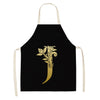 Gold Letter Alphabet Pattern Kitchen Apron For Woman Sleeveless Cotton Linen Aprons Cooking Home Cleaning