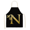 Gold Letter Alphabet Pattern Kitchen Apron For Woman Sleeveless Cotton Linen Aprons Cooking Home Cleaning