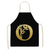 Gold Letter Alphabet Pattern Kitchen Apron For Woman Sleeveless Cotton Linen Aprons Cooking Home Cleaning