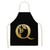 Gold Letter Alphabet Pattern Kitchen Apron For Woman Sleeveless Cotton Linen Aprons Cooking Home Cleaning