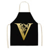 Gold Letter Alphabet Pattern Kitchen Apron For Woman Sleeveless Cotton Linen Aprons Cooking Home Cleaning