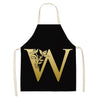 Gold Letter Alphabet Pattern Kitchen Apron For Woman Sleeveless Cotton Linen Aprons Cooking Home Cleaning