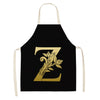 Gold Letter Alphabet Pattern Kitchen Apron For Woman Sleeveless Cotton Linen Aprons Cooking Home Cleaning