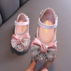 Children Leather Shoes Rhinestone Bow Princess Girls Party Dance Shoes Baby Student Flats Kids Performance Shoes