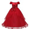 Red Girl Lace Embroidery Christmas Birthday Party Dress Flower Wedding Gown Formal Kids Dresses For Girls Teen Clothes 6 14 Yrs