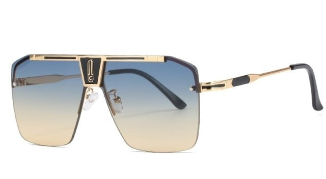 Oversized Square Sunglasses For Men One Piece Gradient Lens Big Frame Sun  Glasses 2021 Semi-Rimless