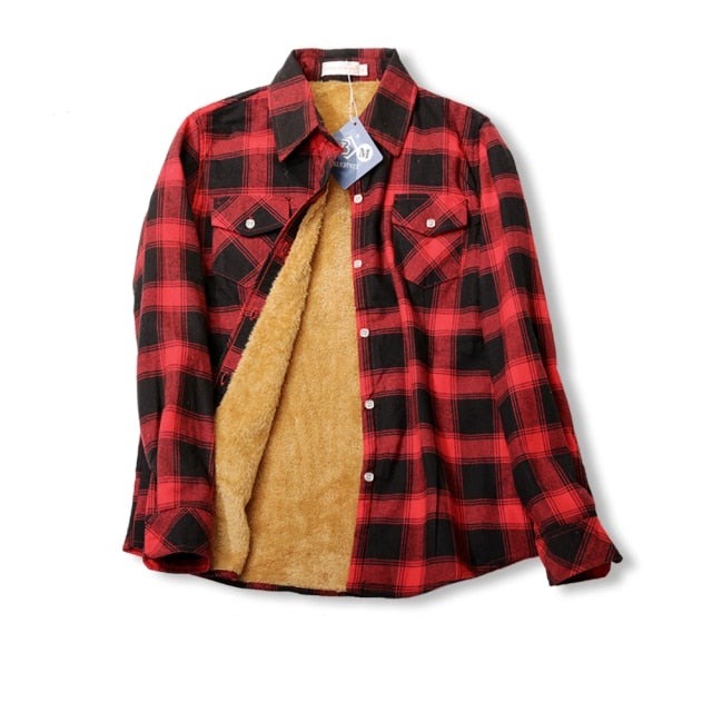 Velvet Thick Warm Plaid Shirt Female Long Sleeve Tops Winter Fleece Casual Check Blouse