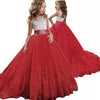 Red Girl Lace Embroidery Christmas Birthday Party Dress Flower Wedding Gown Formal Kids Dresses For Girls Teen Clothes 6 14 Yrs